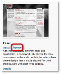 preview theme selection wordpress