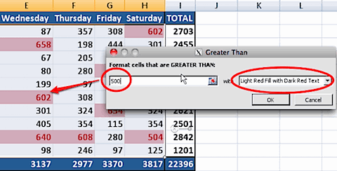 Excel Conditional formatting greater than