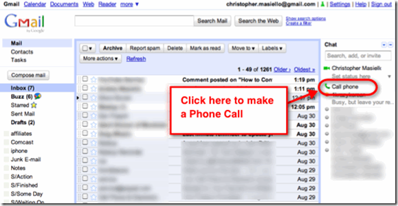 Make Call from Gmail