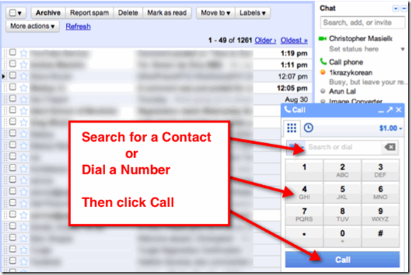 Google Voice Gmail Interface